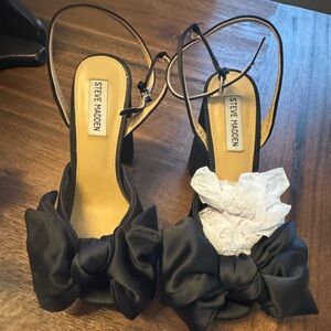 Steve Madden Black Satin Bow Heels
